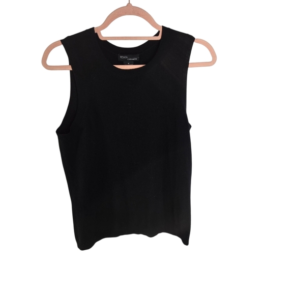 Grace Cashmere Black Sleeveless Shell Tank Sweater - Picture 1 of 4